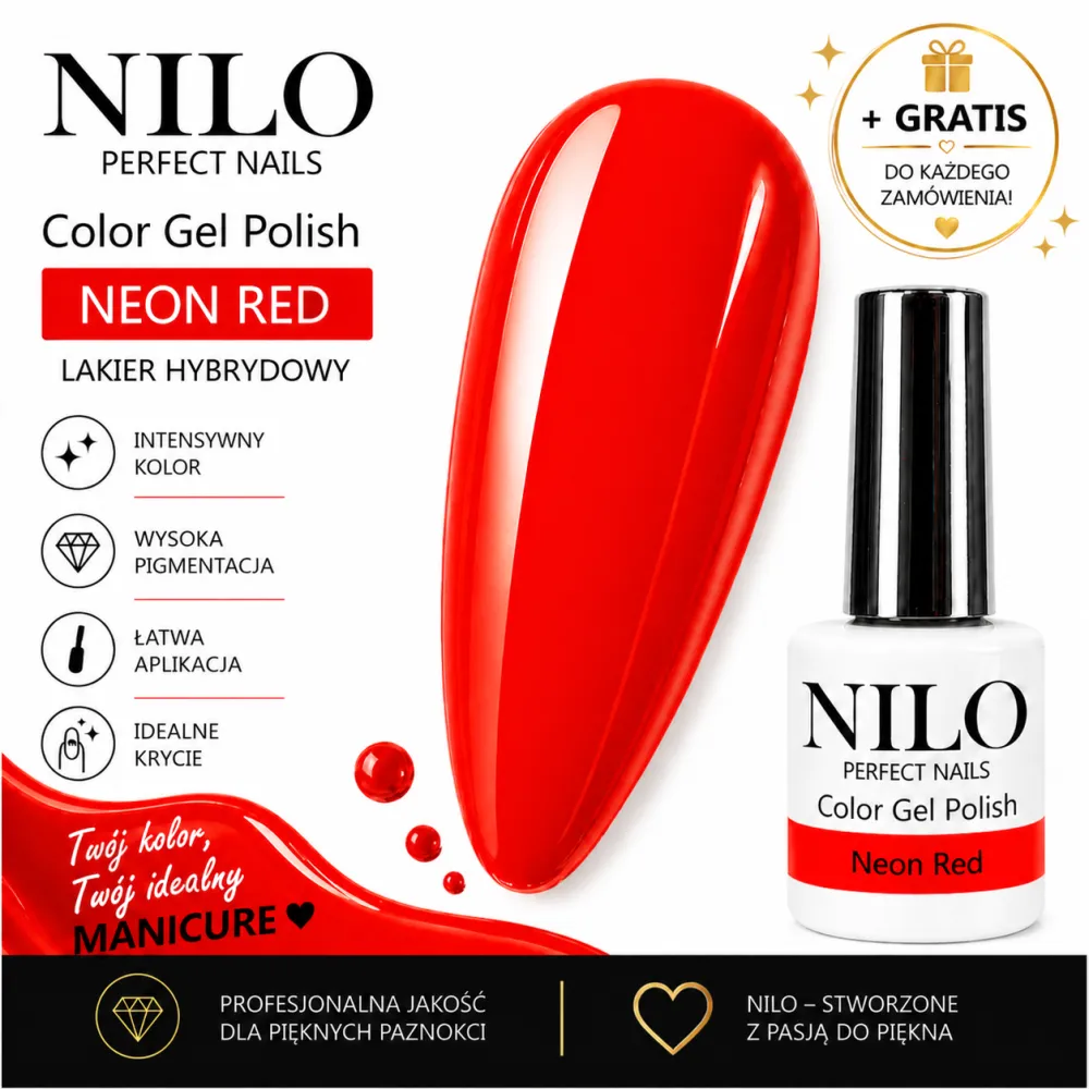 Lakier Hybrydowy Neon Red – NILO no.178